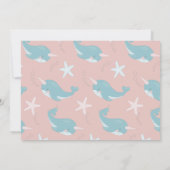Narwhal Waves Zee Roze Meisje Verjaardagsfoto Inv Kaart (Achterkant)