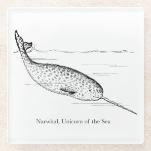 Narwhal Whale Unicorn van het Zee Glazen Onderzetter