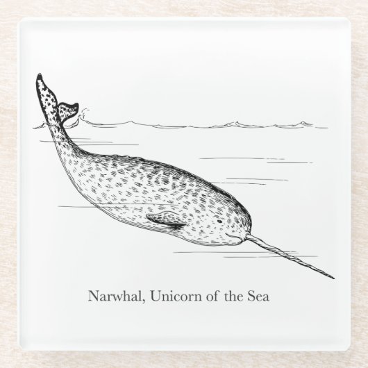 Narwhal Whale Unicorn van het Zee Glazen Onderzetter (Voorkant)