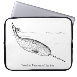 Narwhal Whale Unicorn van het Zee Laptop Sleeve