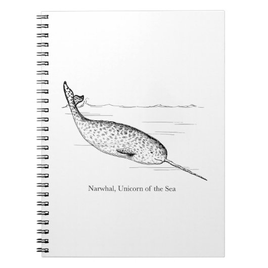 Narwhal Whale Unicorn van het Zee Notitieboek (Voorkant)