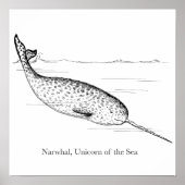 Narwhal Whale Unicorn van het Zee Poster (Voorkant)