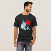 Narwhal With Heart Balloon Valentines Day Love Boy T-shirt (Voorkant volledig)