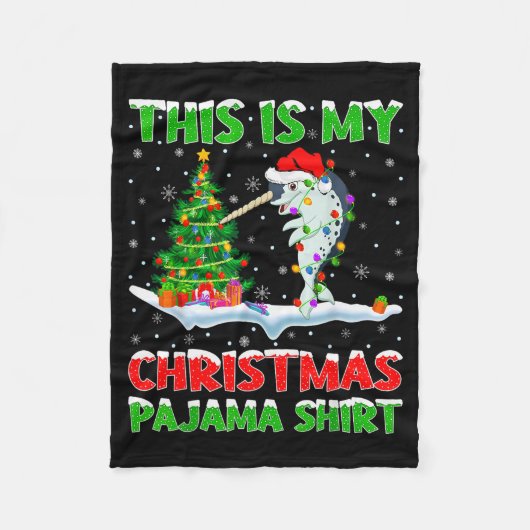Narwhal Xmas Tree Lights This Is My Christmas Paja Fleece Deken (Voorkant)