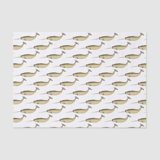  Narwhal Zee Unicorn Tekening #2 Tissuepapier (Voorkant)