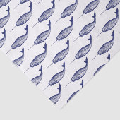  Narwhal Zee Unicorn Tekening Blauw Tissuepapier (Detail)