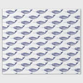  Narwhal Zee Unicorn Tekening Blue Tissue Pa Cadeaupapier (Vlak)