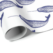  Narwhal Zee Unicorn Tekening Blue Tissue Pa Cadeaupapier (Rol Hoek)
