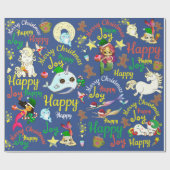 Narwhal, Zeemeermin, Eicorn, kerstmis Cadeaupapier (Vlak)