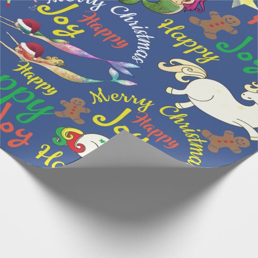 Narwhal, Zeemeermin, Eicorn, kerstmis Cadeaupapier (Hoek)