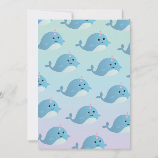 Narwhale Birthday Party Pool Beach Swim Narwhal Kaart (Achterkant)