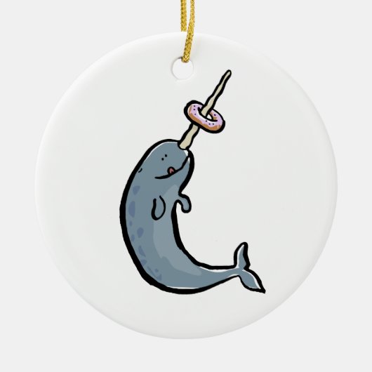narwhale en donut keramisch ornament (Voorkant)