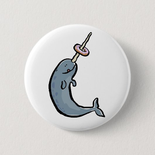 narwhale en donut ronde button 5,7 cm (Voorkant)