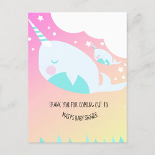 Narwhale Ombre Baby shower Ombré Briefkaart