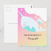Narwhale Ombre Baby shower Ombré Briefkaart (Voorkant / Achterkant)