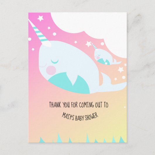 Narwhale Ombre Baby shower Ombré Briefkaart (Voorkant)