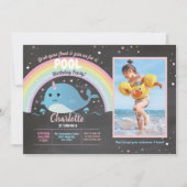 Narwhale Photo Pool Party Verjaardag Float Narwhal Kaart (Voorkant)