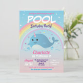 Narwhale Pool Party Birthday Beach Float Narwhal Kaart (Staand voorkant)