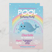 Narwhale Pool Party Birthday Beach Float Narwhal Kaart (Voorkant / Achterkant)