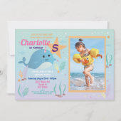 Narwhale verjaardagsfeestje zwembad Beach Foto Nar Kaart (Voorkant)