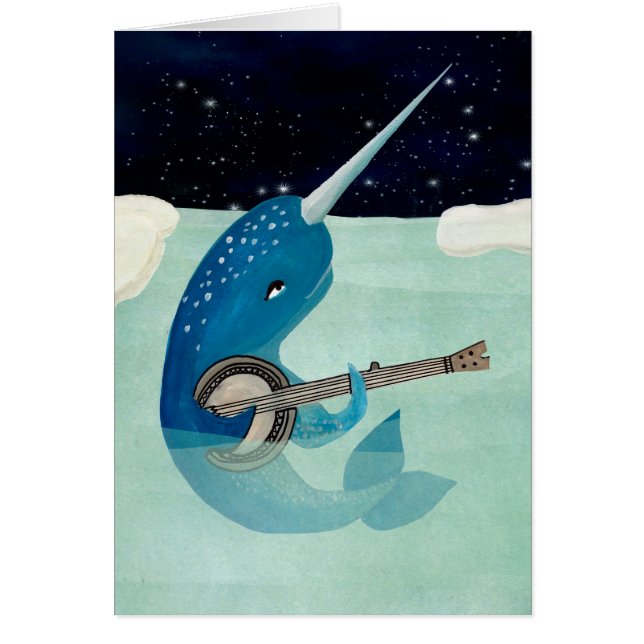 Narwhal's Aquarelle - Narwhal Plays Banjo Card (Voorkant)