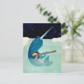 Narwhal's Aquarelle - Narwhal Plays Banjo Card Briefkaart (Staand voorkant)