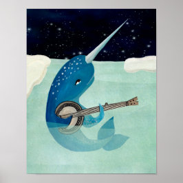 Narwhal's Aquarelle - Narwhal speelt Banjo Poster