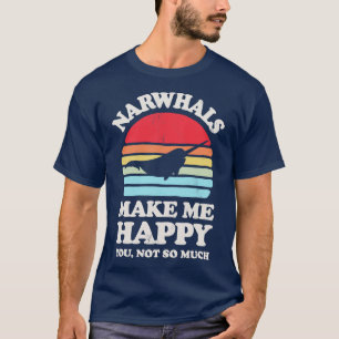 Narwhals maken me een gelukkige Sunset Retro voor  T-shirt