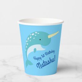 Narwhals Ocean Schattige 1e verjaardagsfeestje Kin Papieren Bekers