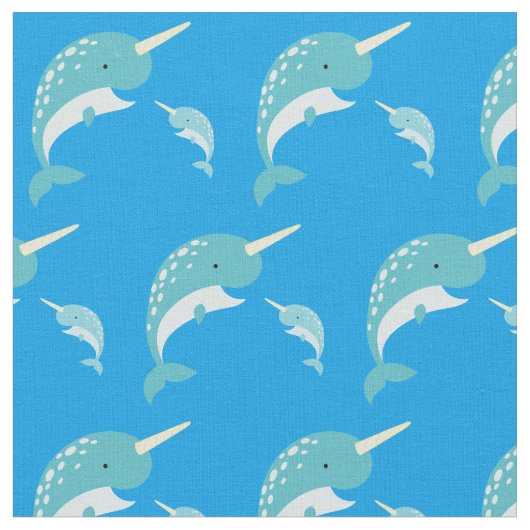 Narwhals Schattigee Cartoon Kinder Stof (Close Up)