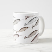Narwhals Swim - Narwhal Pattern Grote Koffiekop (Voorkant rechts)
