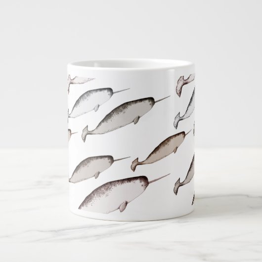 Narwhals Swim - Narwhal Pattern Grote Koffiekop (Voorkant)