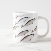 Narwhals Swim - Narwhal Pattern Grote Koffiekop (Rechts)