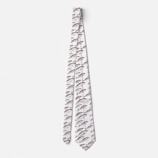 Narwhals Swim - Narwhal Pattern White Stropdas (Achterkant)