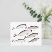 Narwhals Swim - Narwhal Whale Illustration Gift Briefkaart (Staand voorkant)