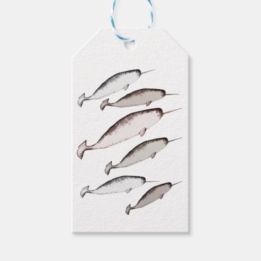 Narwhals Swim - Narwhal Whale Lover Gift White Cadeaulabel (Voorkant)