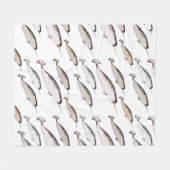 Narwhals Swim - Narwhal Whale Pattern Gift Fleece Deken (Voorkant (Horizontaal))