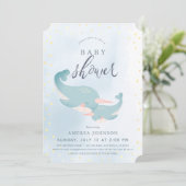 Narwhals Waterverf Blue Boy Baby shower Kaart (Staand voorkant)
