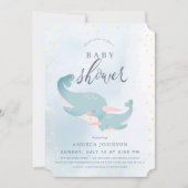 Narwhals Waterverf Blue Boy Baby shower Kaart (Voorkant)