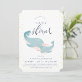 Narwhals Waterverf grijs Baby shower Kaart (Staand voorkant)