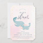 Narwhals Waterverf Roze Meisje Baby shower Kaart (Voorkant)