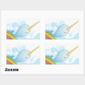 Narwhals Zwemmen op Regenbogen Rechthoekige Sticker (Vel)