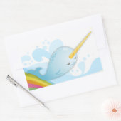 Narwhals Zwemmen op Regenbogen Rechthoekige Sticker (Envelop)