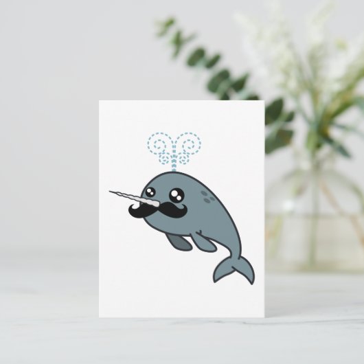 Narwhalstache Briefkaart (Staand voorkant)