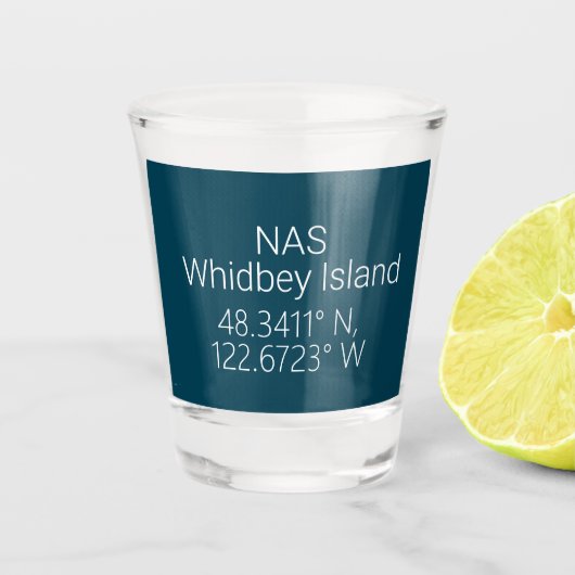 NAS Whidbey Island Latitude Longitude Shot Glas (Voorkant)