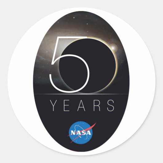 NASA 50e Jubileum Logo Ronde Sticker (Voorkant)