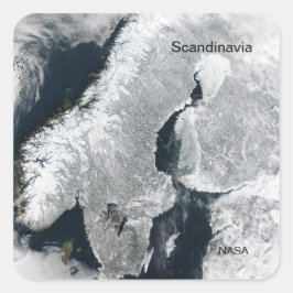 NASA-Afbeelding vanuit de ruimte Scandinavië in de Vierkante Sticker