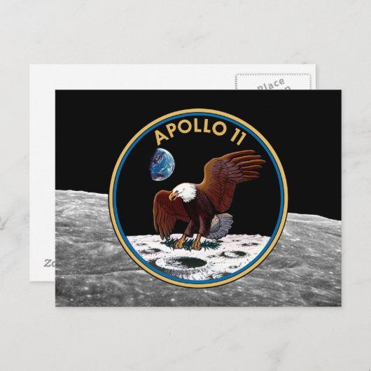 NASA Apollo 11 Moon Landing Lunar Patch Insignia Briefkaart (Voorkant / Achterkant)