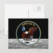 NASA Apollo 11 Moon Landing Lunar Patch Insignia Briefkaart (Voorkant / Achterkant)