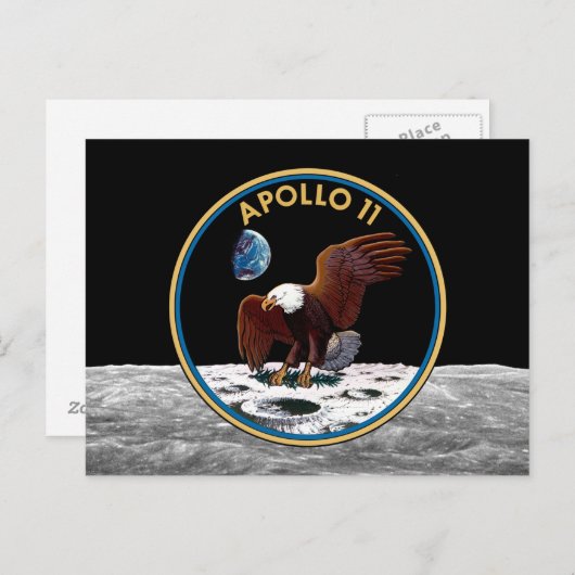 NASA Apollo 11 Moon Landing Lunar Patch Insignia Briefkaart (Voorkant / Achterkant)